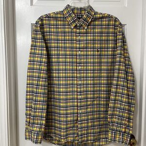 Ralph Lauren Preppy Cotton Pony Shirt Yellow Plaid Oxford Button Down‎ Sz XL